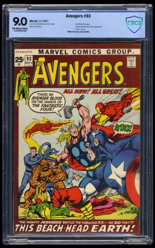 Cover Scan: Avengers #93 CBCS VF/NM 9.0 Off-White/White - Item ID #34262