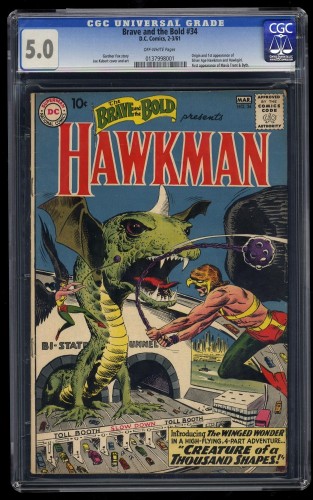 Cover Scan: Brave And The Bold #34 CGC VG/FN 5.0 Off White 1st Hawkman - Item ID #34272