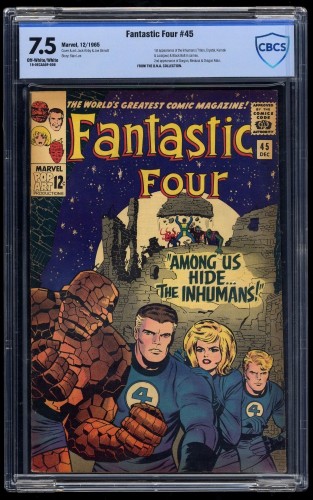 Cover Scan: Fantastic Four #45 CBCS VF- 7.5 Off White to White - Item ID #34298