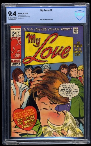My Love #7 CBCS NM 9.4 Off White to White John Buscema Cover! Stan Lee Story!