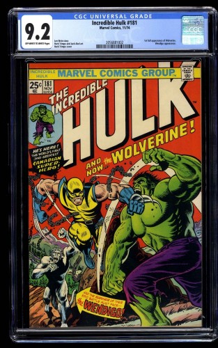 Cover Scan: Incredible Hulk (1968) #181 CGC NM- 9.2 Off White to White Marvel Comics - Item ID #39098