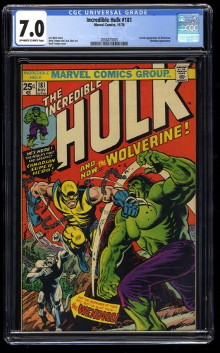 Cover Scan: Incredible Hulk (1968) #181 CGC FN/VF 7.0 Off White to White Marvel Comics - Item ID #39099