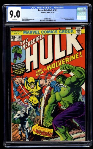 Cover Scan: Incredible Hulk (1968) #181 CGC VF/NM 9.0 White Pages Marvel Comics - Item ID #39101