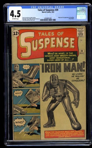 Cover Scan: Tales Of Suspense #39 CGC VG+ 4.5 Off White Iron Man - Item ID #39126