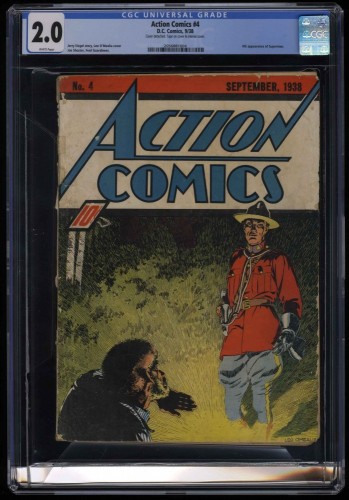 Cover Scan: Action Comics #4 CGC GD 2.0 White Pages DC 4th appearance of Superman  - Item ID #39135