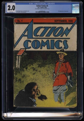 Cover Scan: Action Comics #4 CGC GD 2.0 White Pages DC 4th appearance of Superman - Item ID #39135