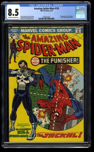 Cover Scan: Amazing Spider-Man #129 CGC VF+ 8.5 Off White to White Marvel Comics Spiderman  - Item ID #39369