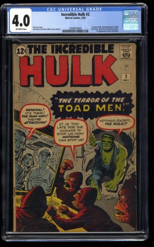 Cover Scan: Incredible Hulk (1962) #2 CGC VG 4.0 Off White 1st Green Hulk!