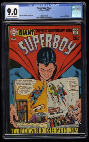 Superboy #156 CGC VF/NM 9.0 Off White to White Giant-Size 20th Anniversary!