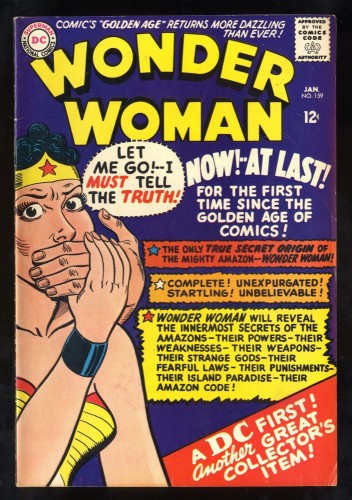 Wonder Woman #159 FN+ 6.5 White Pages Origin Retold!