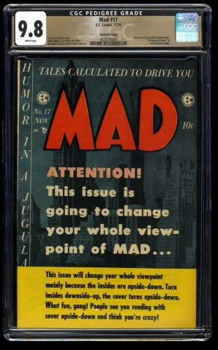 Cover Scan: Mad #17 CGC NM/M 9.8 White Pages Highest Graded Copy! Gaines File Copy - Item ID #107030
