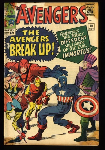 Avengers #10 GD+ 2.5 1st Appearance Immortus! Stan Lee!