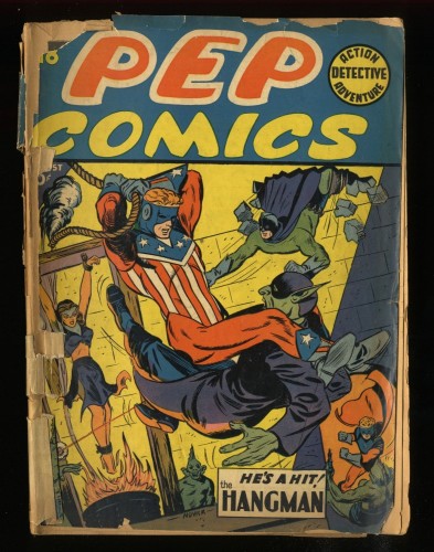 Cover Scan: Pep Comics #18 Complete and Unrestored! 2nd Appearance Hangman! - Item ID #126583