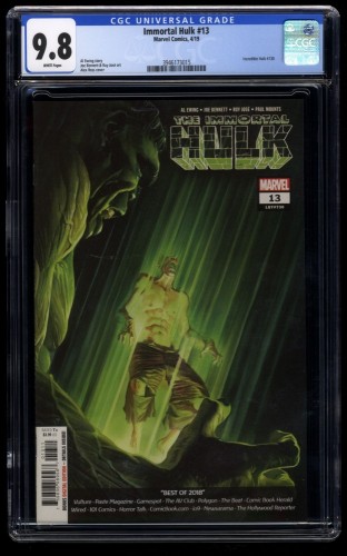 Immortal Hulk #13 CGC NM/M 9.8 White Pages Alex Ross!