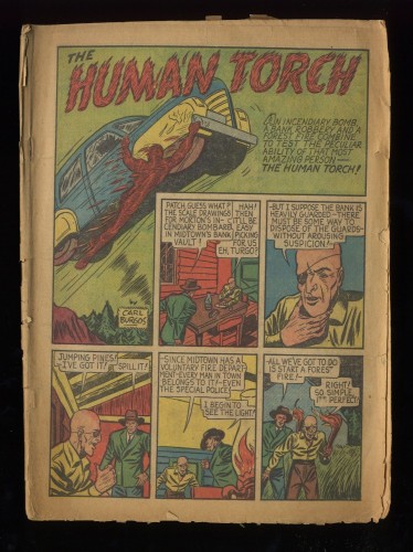 Marvel Mystery Comics #6 Coverless Complete Human Torch!