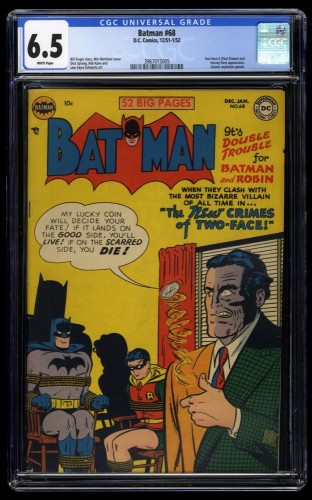 Batman #68 CGC FN+ 6.5 White Pages Two-Face Cover!