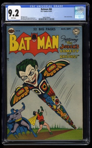 Batman #66 CGC NM- 9.2 White Pages Joker Cover!