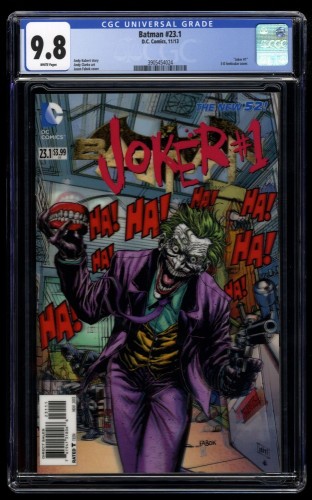 Batman #23.1 CGC NM/M 9.8 White Pages Joker #1 3-D Lenticular Cover!