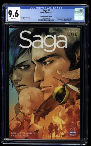 Saga #1 CGC NM+ 9.6 White Pages RRP Variant Brian K. Vaughn!