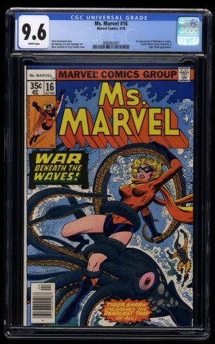 Ms. Marvel #16 CGC NM+ 9.6 White Pages 1st Cameo Appearance Mystique!