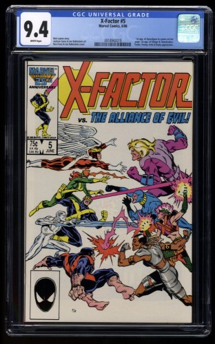 X-Factor #5 CGC NM 9.4 White Pages 1st Apocalypse Cameo!