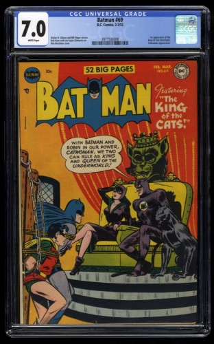 Batman #69 CGC FN/VF 7.0 White Pages Catwoman Cover!