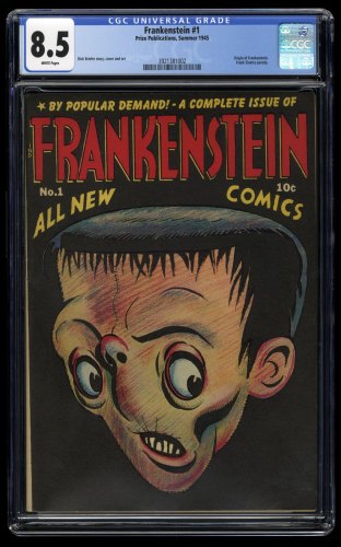 Frankenstein (1945) #1 CGC VF+ 8.5 White Pages Origin Issue!