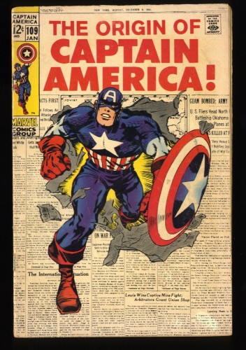 Captain America #109 VG 4.0 Classic Jack  Kirby Cover!