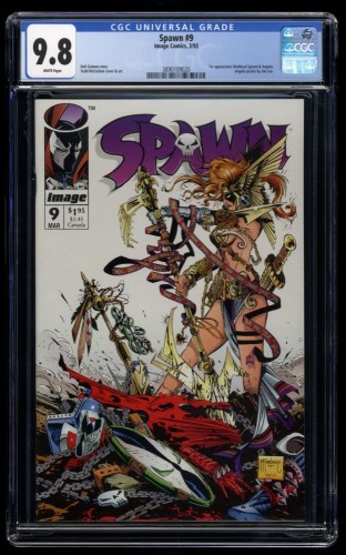 Spawn #9 CGC NM/M 9.8 White Pages 1st Appearance Angela! Todd McFarlane!