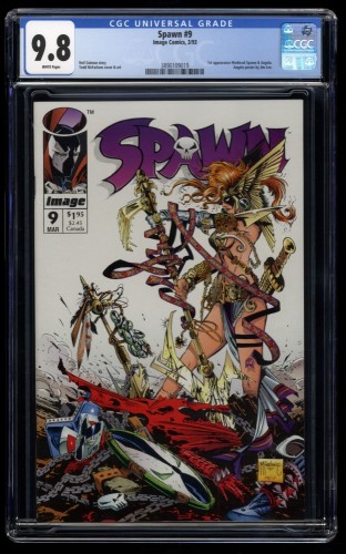 Cover Scan: Spawn #9 CGC NM/M 9.8 White Pages 1st Appearance Angela! Todd McFarlane! - Item ID #165018