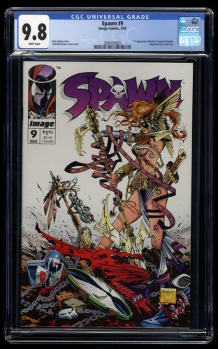 Cover Scan: Spawn #9 CGC NM/M 9.8 White Pages 1st Appearance Angela! Todd McFarlane! - Item ID #165030
