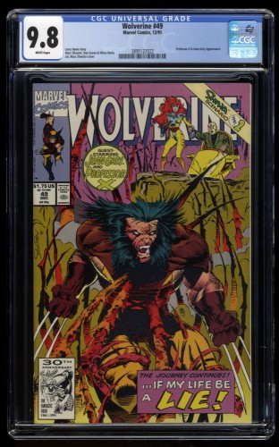 Wolverine #49 CGC NM/M 9.8 White Pages Professor X and Jean Grey Appearance!