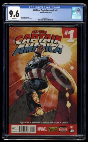 Cover Scan: All-New Captain America (2015) #1 CGC NM+ 9.6 White Pages - Item ID #166858