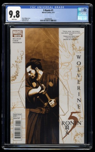 5 Ronin #1 CGC NM/M 9.8 White Pages Wolverine Appearance David Aja Cover!