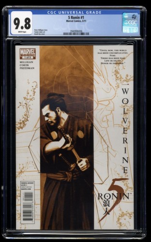 5 Ronin #1 CGC NM/M 9.8 White Pages Wolverine Appearance David Aja Cover!
