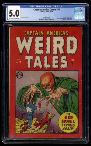 Captain America Comics #74 CGC VG/FN 5.0 Classic Red Skull Horror Cover!