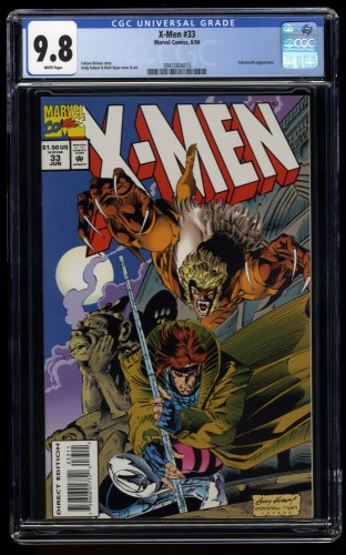 X-Men (1991) #33 CGC NM/M 9.8 White Pages Gambit and Sabretooth Appearance!