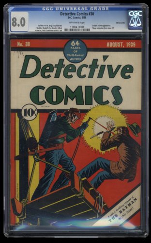 Detective Comics #30 CGC VF 8.0 Off White Nova Scotia 4th Appearance Batman!