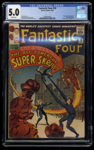Fantastic Four #18 CGC VG/FN 5.0 White Pages 1st Super Skrull!