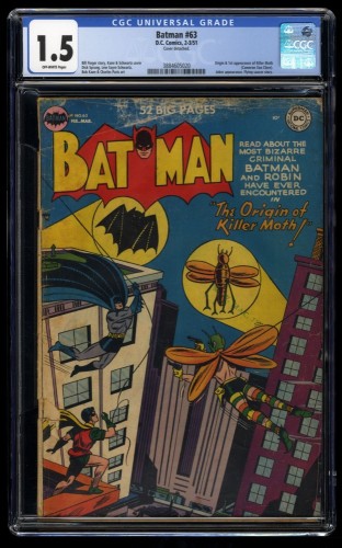 Batman #63 CGC FA/GD 1.5 Off White 1st Appearance Killer Moth!