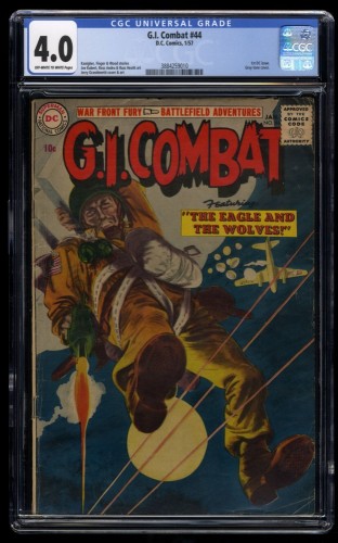 G.I. Combat #44 CGC VG 4.0 Off White to White Grey Tone Cover 1st DC Issue!