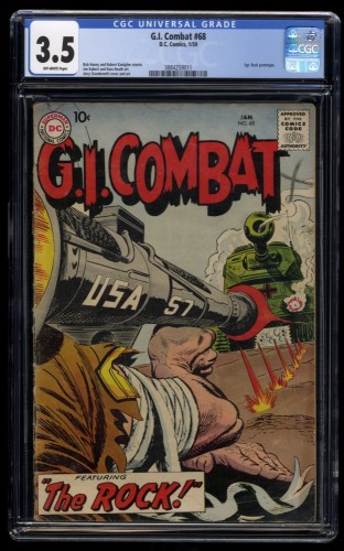 G.I. Combat #68 CGC VG- 3.5 Off White Sgt. Rock Prototype DC War Key!