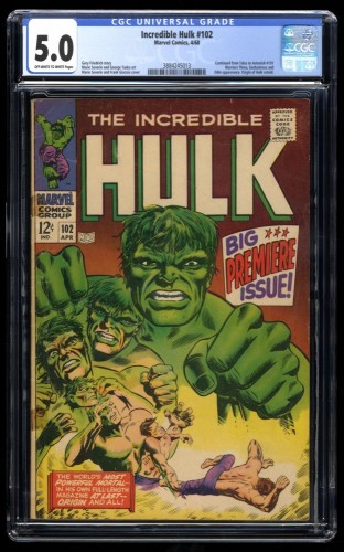 Incredible Hulk #102 CGC VG/FN 5.0 Continued from Tales to Astonish #101!