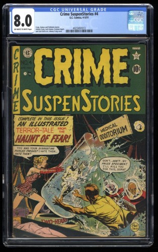 Crime Suspenstories #4 CGC VF 8.0 Off White to White Johnny Craig Cover!
