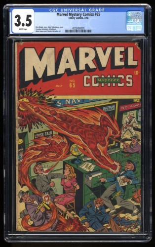 Marvel Mystery Comics #65 CGC VG- 3.5 White Pages Human Torch Schomburg!