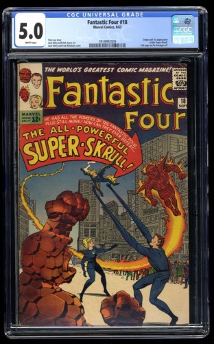 Fantastic Four #18 CGC VG/FN 5.0 White Pages 1st Appearance Super Skrull!