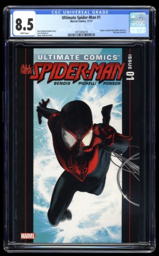 Ultimate Spider-Man (2011) #1 CGC VF+ 8.5 White Pages Miles Morales!