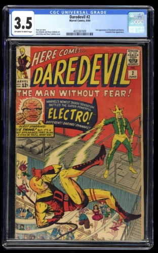 Daredevil #2 CGC VG- 3.5 2nd Appearance Daredevil and Electro! Fantastic Four!
