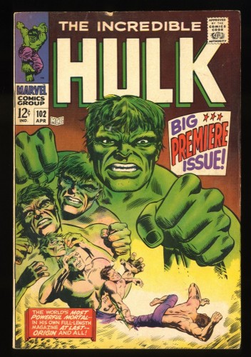 Incredible Hulk #102 VG+ 4.5 Off White Continued from Tales to Astonish #101!
