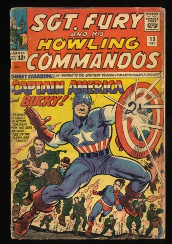 Cover Scan: Sgt. Fury and His Howling Commandos #13 GD+ 2.5 Captain America! - Item ID #178799